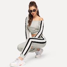 Shein Tunic Striped Pullover & Pants Set