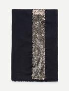 Shein Contrast Sequin Panel Raw Edge Scarf