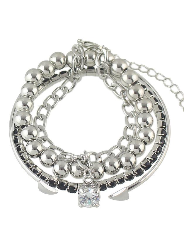 Shein Silver Color Adjustable Beads Chain Cuff Bracelet Set For Women