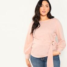 Shein Plus Buckle Belt Detail Top
