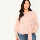 Shein Plus Buckle Belt Detail Top