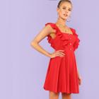 Shein Fit & Flare Button Up Dress With Ruffle Strap