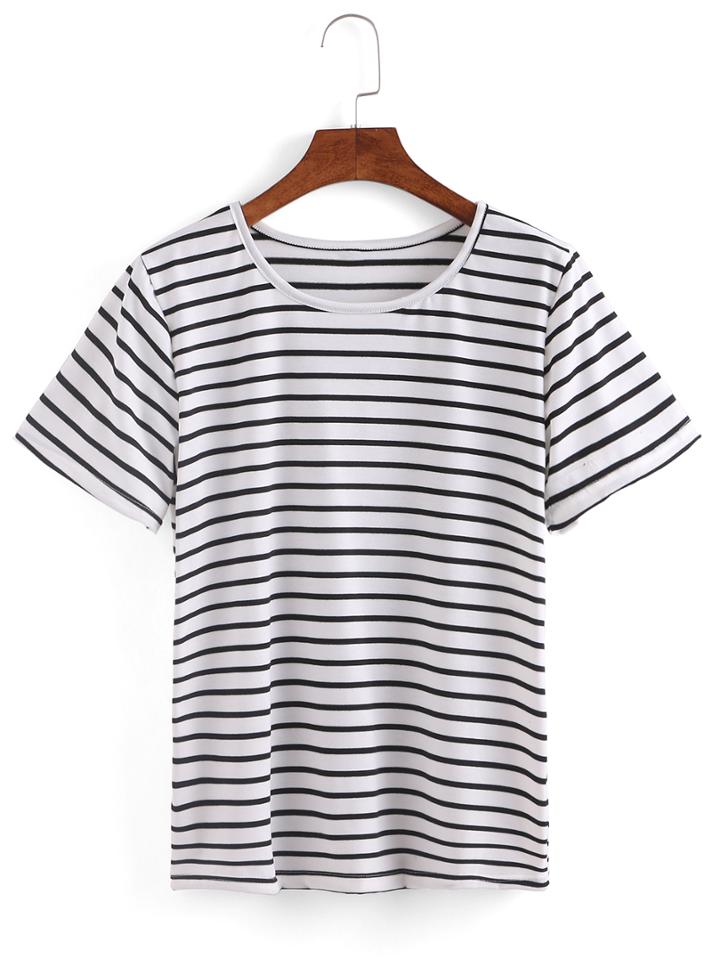 Shein Stripd Short Sleeve T-shirt