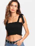 Shein Self Tie Shoulder Smocked Top