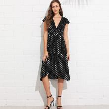 Shein Cap Sleeve Knot Dot Dress