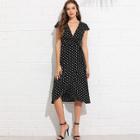 Shein Cap Sleeve Knot Dot Dress