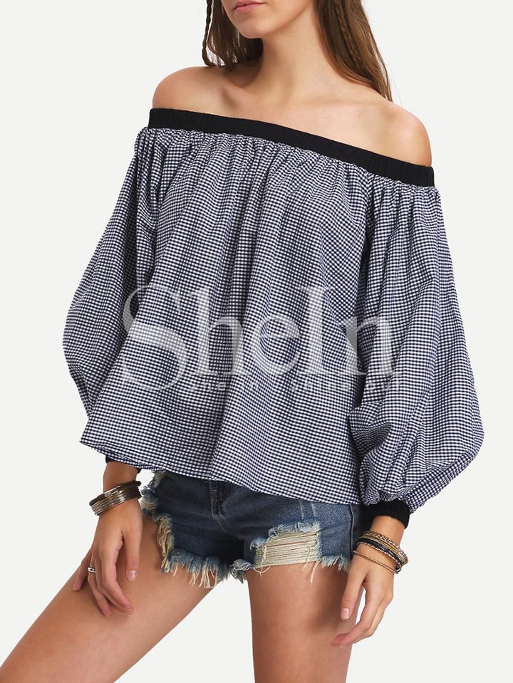 Shein Black Lantern Sleeve Off The Shoulder Blouse