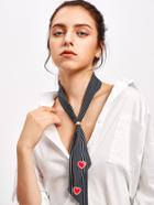Shein Contrast Heart Striped Skinny Scarf