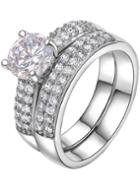 Shein Platinum Diamond Ring Sets With White Zircon Crystal
