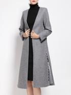 Shein Grey Beading Pockets Long Coat