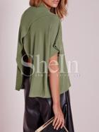 Shein Army Green Crew Neck Wrap Open Back T-shirt