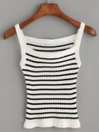 Shein White Striped Ribbed Cami Top