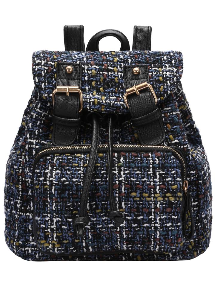 Shein Blue Buckles Weave Backpacks