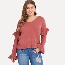 Shein Plus Solid Ruffle Jumper
