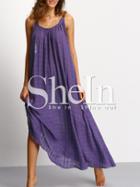 Shein Purple Backless Pleated Maxi Dress