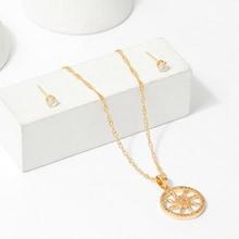 Shein Hollow Sun Pendant Necklace & Earrings Set