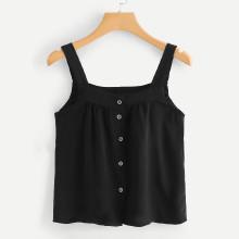 Shein Button Through Solid Top