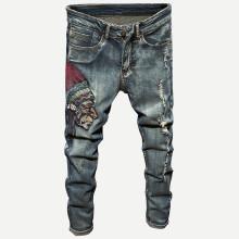 Shein Men Graphic Embroidery Ripped Jeans