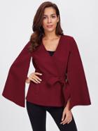 Shein Cape Sleeve Belted Wrap Coat