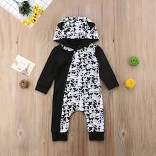 Shein Toddler Boys Oblique Zipper Panda Print Hooded Jumpsuit