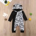 Shein Toddler Boys Oblique Zipper Panda Print Hooded Jumpsuit