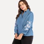 Shein Plus Embroidered Collar Blouse