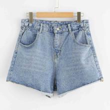 Shein Bleach Wash Roll Up Hem Denim Shorts