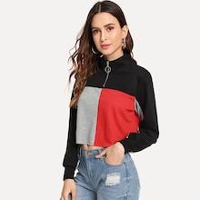 Shein Quarter Zip Color Block Sweatshirt