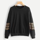 Shein Contrast Leopard Drop Shoulder Sweatshirt
