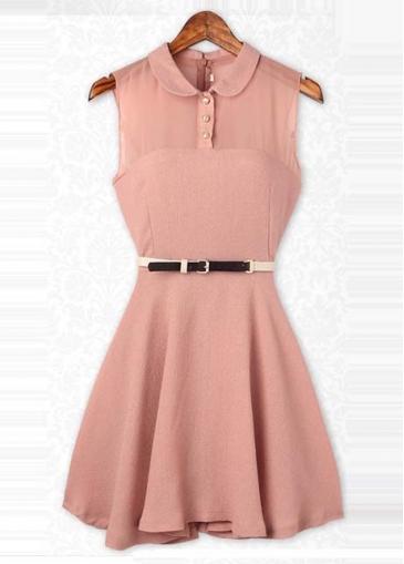 Rosewe Unicolor Turndown Collar Chiffon Shirt Dress For Lady