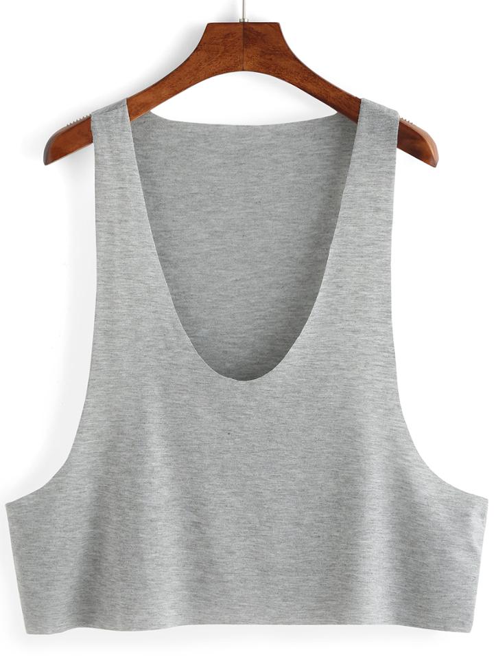 Shein Deep U Neck Crop Tank Top