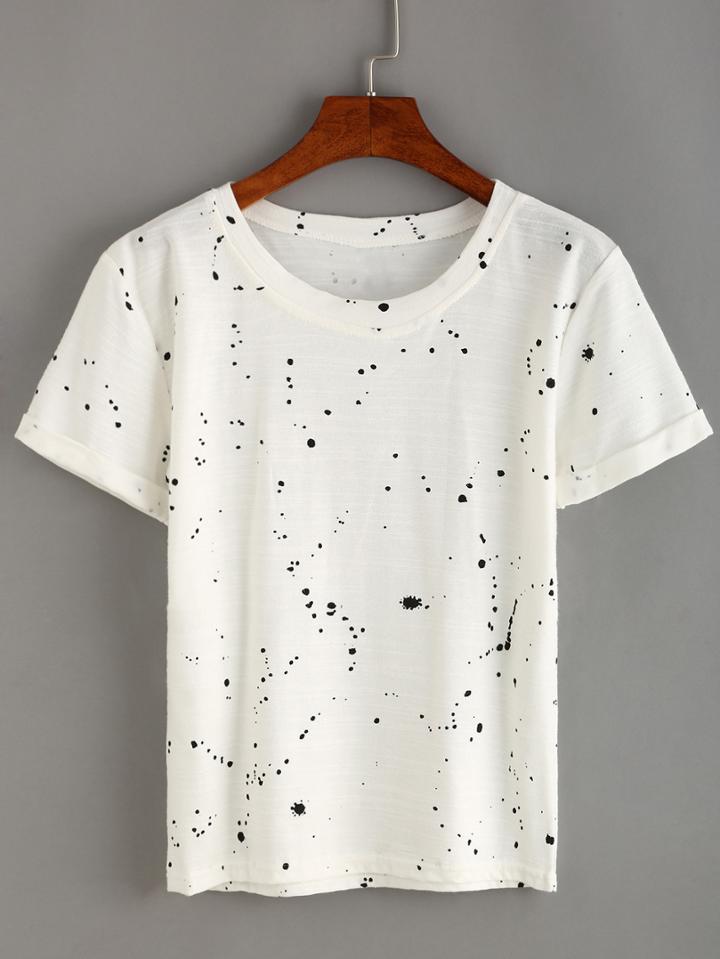 Shein Ink Drop Print T-shirt