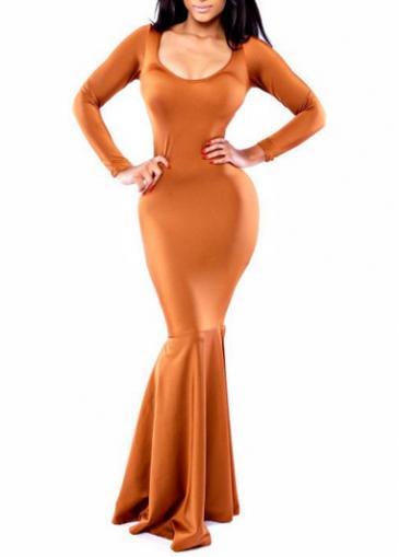 Rosewe Elegant Round Neck Long Sleeve Woman Maxi Dress