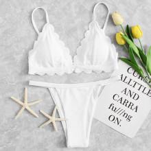 Shein Scalloped Textured Bikini Set