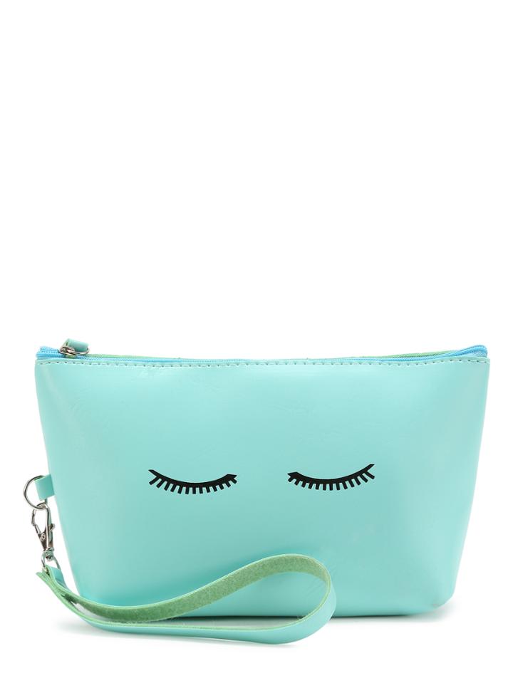 Shein Eyelash & Slogan Print Wristlet Bag