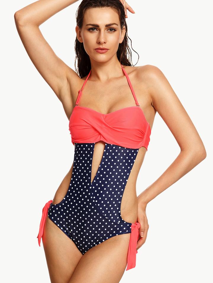 Shein Polka Dot Mix & Match Bandeau Monokini
