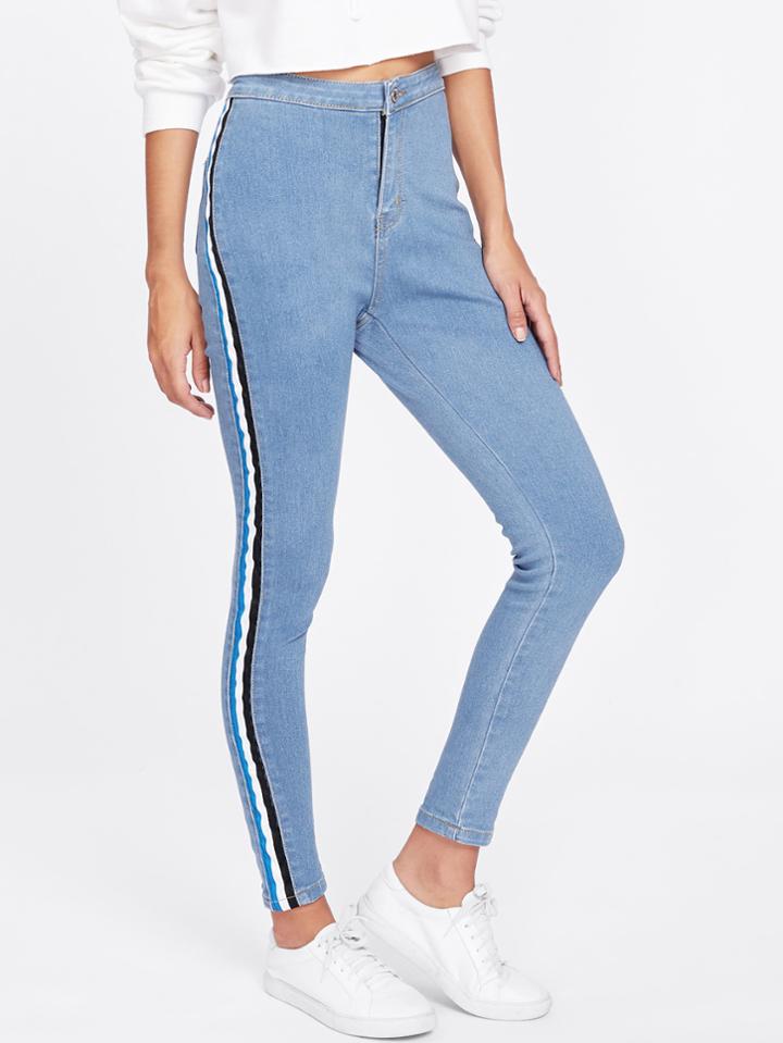 Shein Striped Side Jeans