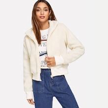 Shein Zipper Solid Teddy Jacket