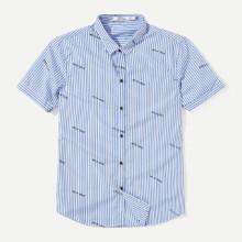 Shein Men Letter Print Striped Shirt