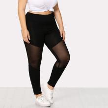 Shein Plus Cut And Sew Mesh Insert Leggings