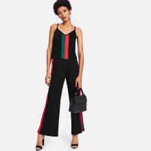Shein Contrast Stripe Panel Cami Top With Wide Pants