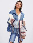 Shein Contrast Knit Sleeve Denim Jacket