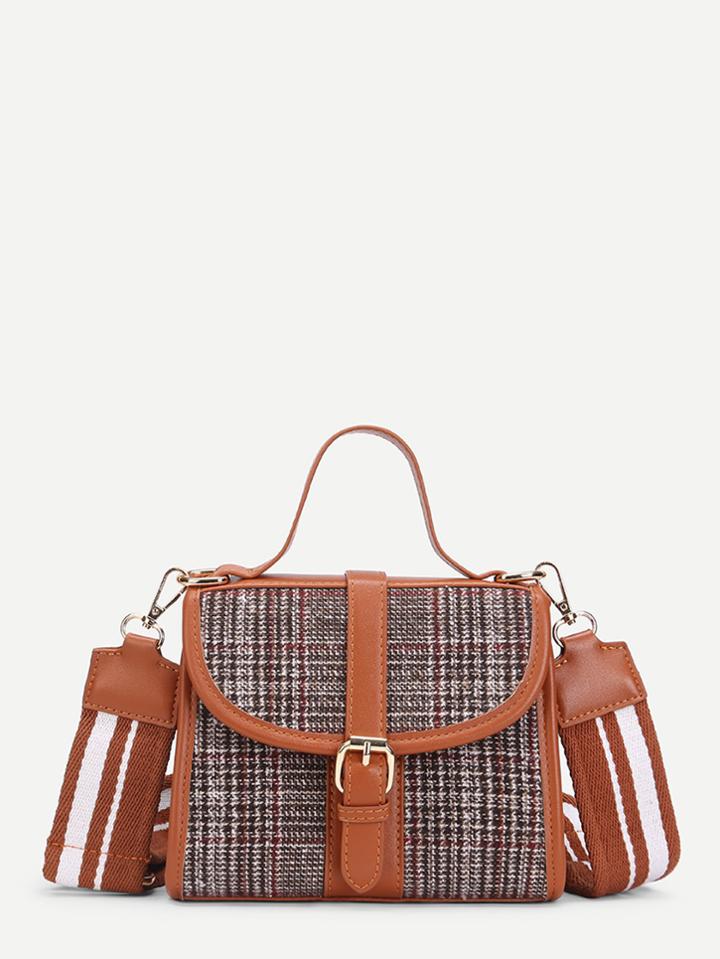 Shein Gingham Print Flap Shoulder Bag