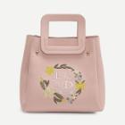 Shein Double Handle Flower Embroidered Bag