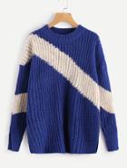 Shein Two Tone Slit Cuff Drop Shoulder Jumper