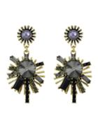 Shein Black Rhinestone Snowflake Shape Earrings