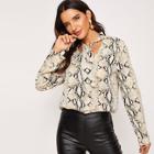 Shein Tie Neck Snake Skin Print Top