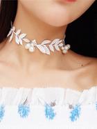 Shein White Lace Leaf Shape Tattoos Choker Statement Necklace