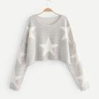 Shein Drop Shoulder Star Pattern Crop Jumper