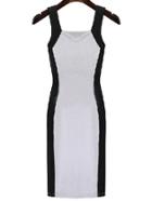 Shein Strappy Contrast Panel Back Slit Ribbed Dress